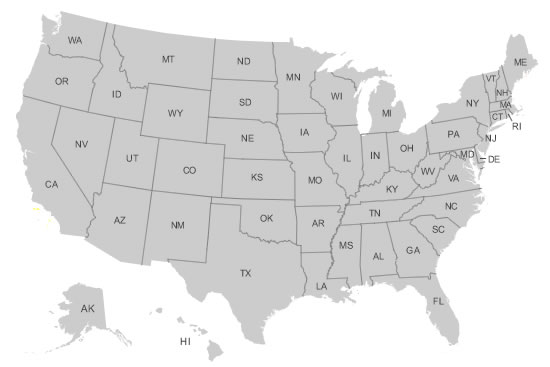 Clickable map of the United States